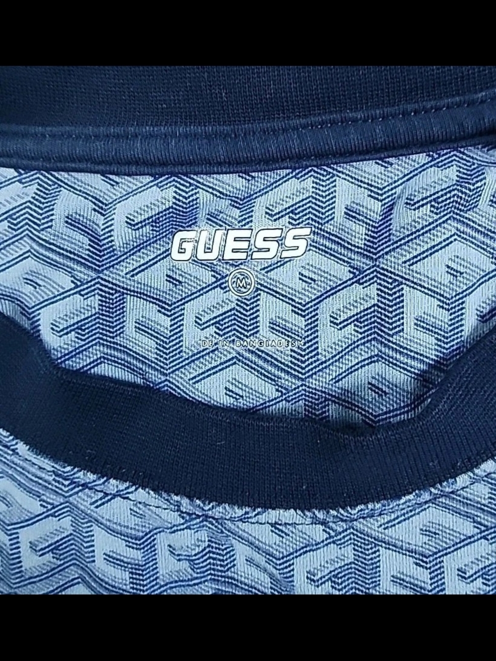 Guess Eco Colin Logo Tee Short Sleeve Shirt Allover Geometric Logo S Medium - Picture 3 of 6